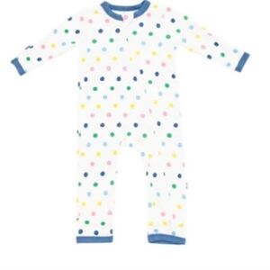 Kyte Blue Trim Polka Dot Onesie